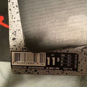 Air Jordan 5 Retro White Metallic Silver